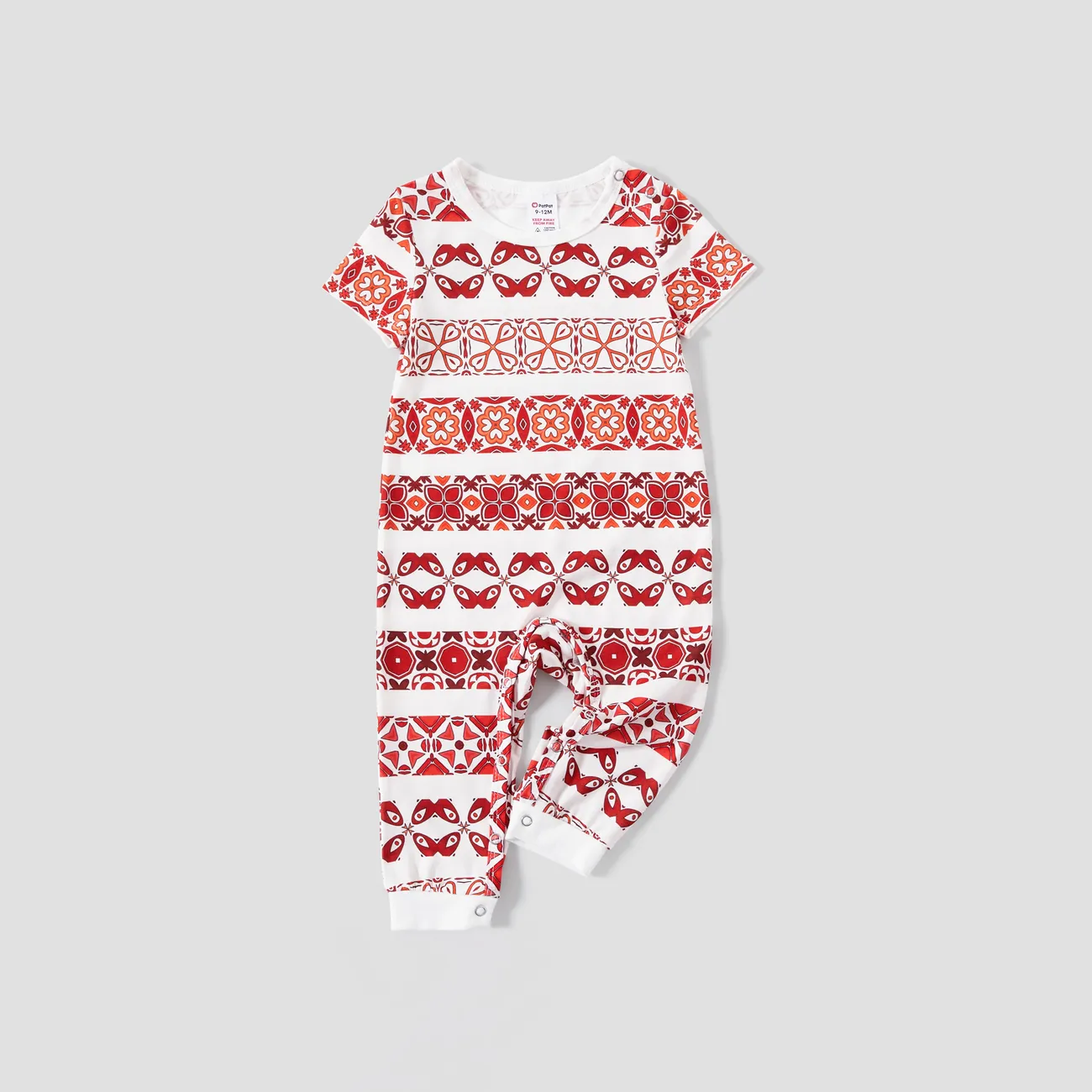 Familien-Looks Große Blume Kurzärmelig Familien-Outfits Pyjamas (Flame Resistant) rot big image 1