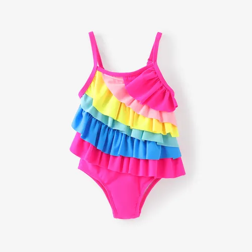 Baby Girl Rainbow 多層吊帶背心連體泳衣