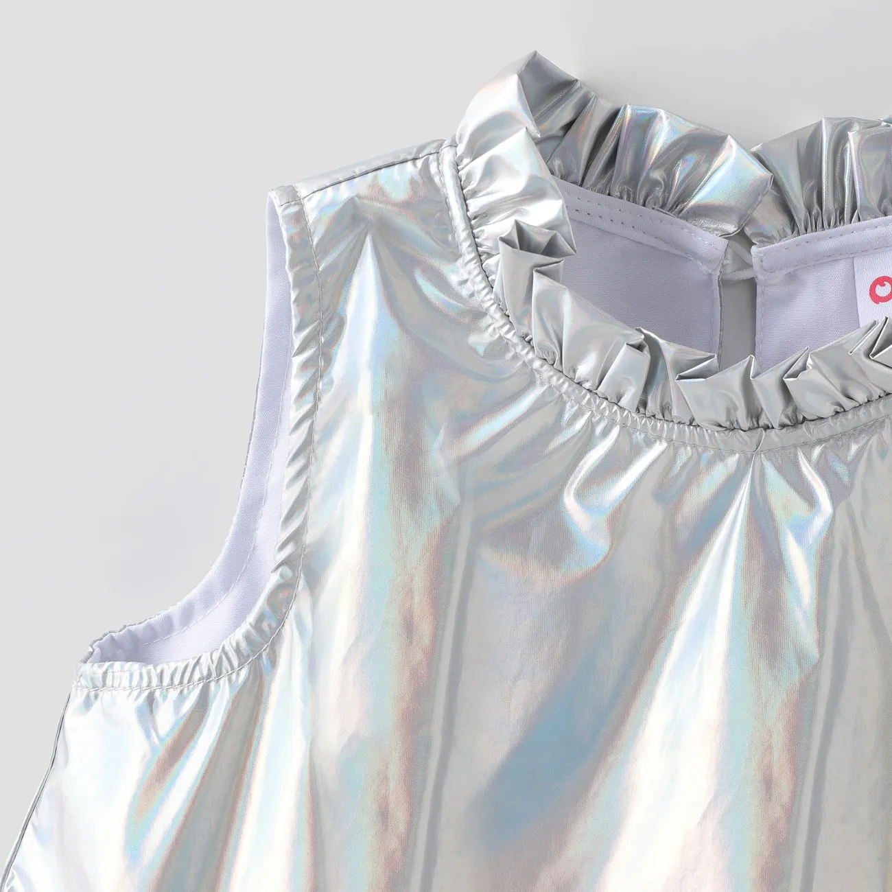 Toddler Girl Laser Fabric Ruffled Dress Silver big image 1
