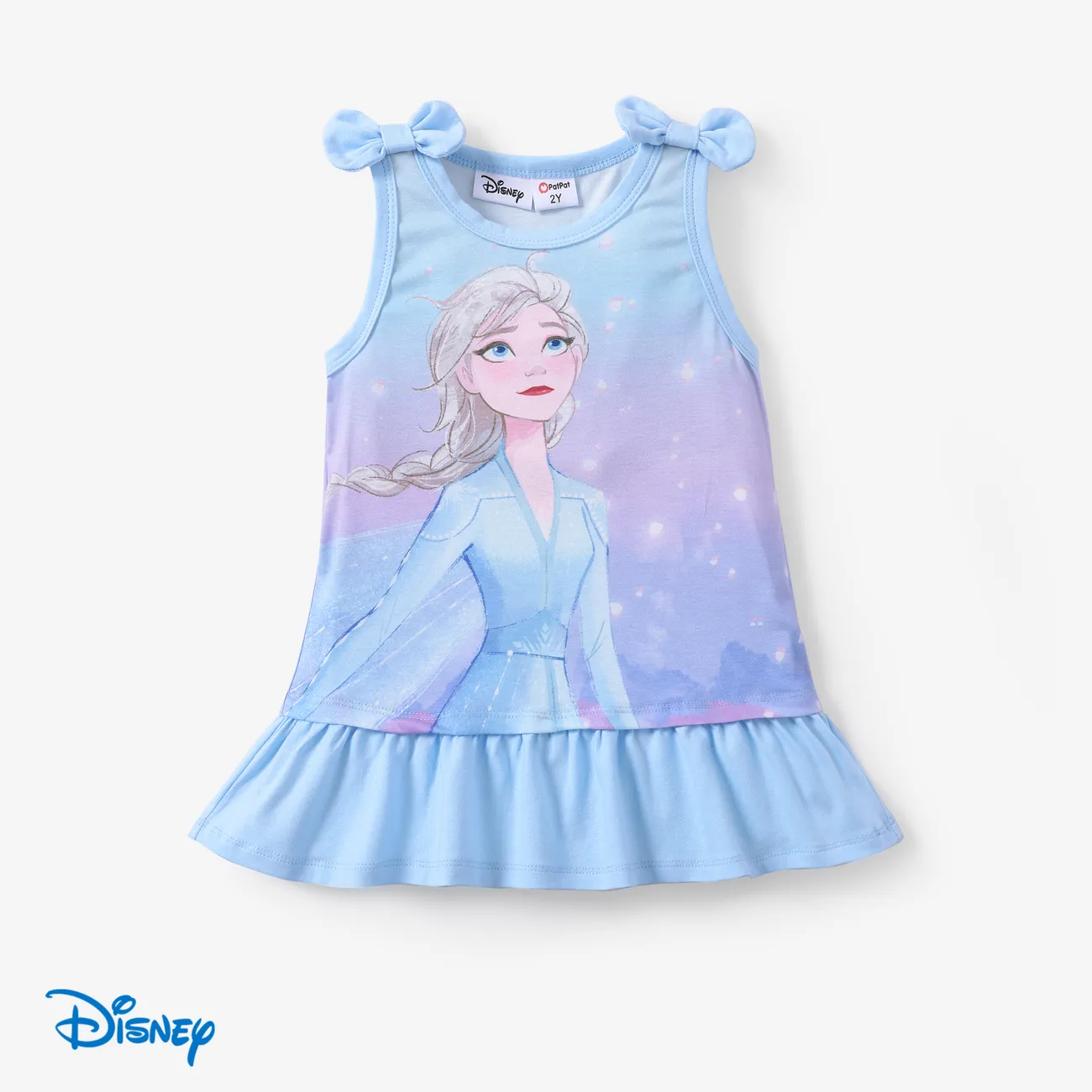 Disney Frozen Elsa / Anna / Olaf 1pc Toddler Menina Personagem Print Bowknot Tank Top/Leggings
 violeta-azulada big image 1