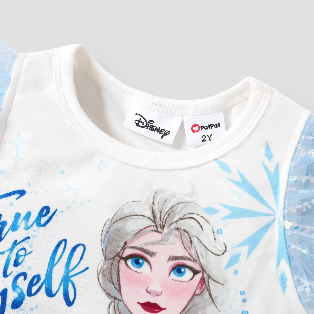 Disney Frozen 2 unidades Niño pequeño Chica Costura de tela Infantil conjuntos de camiseta azul blanco big image 1