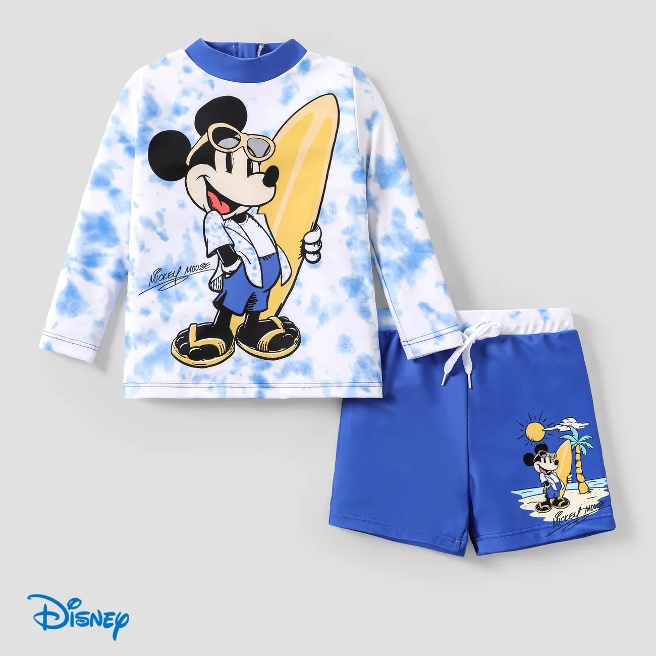 Disney Mickey and Friends 2pcs Kids Boys/Girls Character Tie Dye Print  Two-Piece Swimsuit
 Blue big image 1