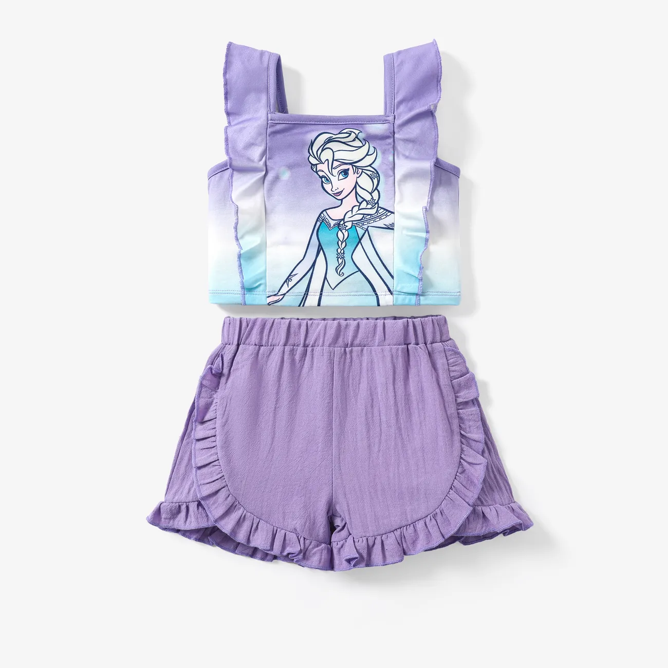 Disney Frozen 2 unidades Niño pequeño Chica Volantes Infantil conjuntos de chaleco Púrpura big image 1