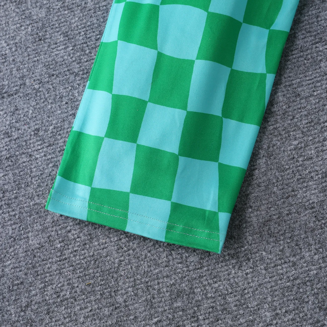 Macacão Grid Houndstooth da Menina na mistura de poliéster-elastano para uso casual Verde big image 1