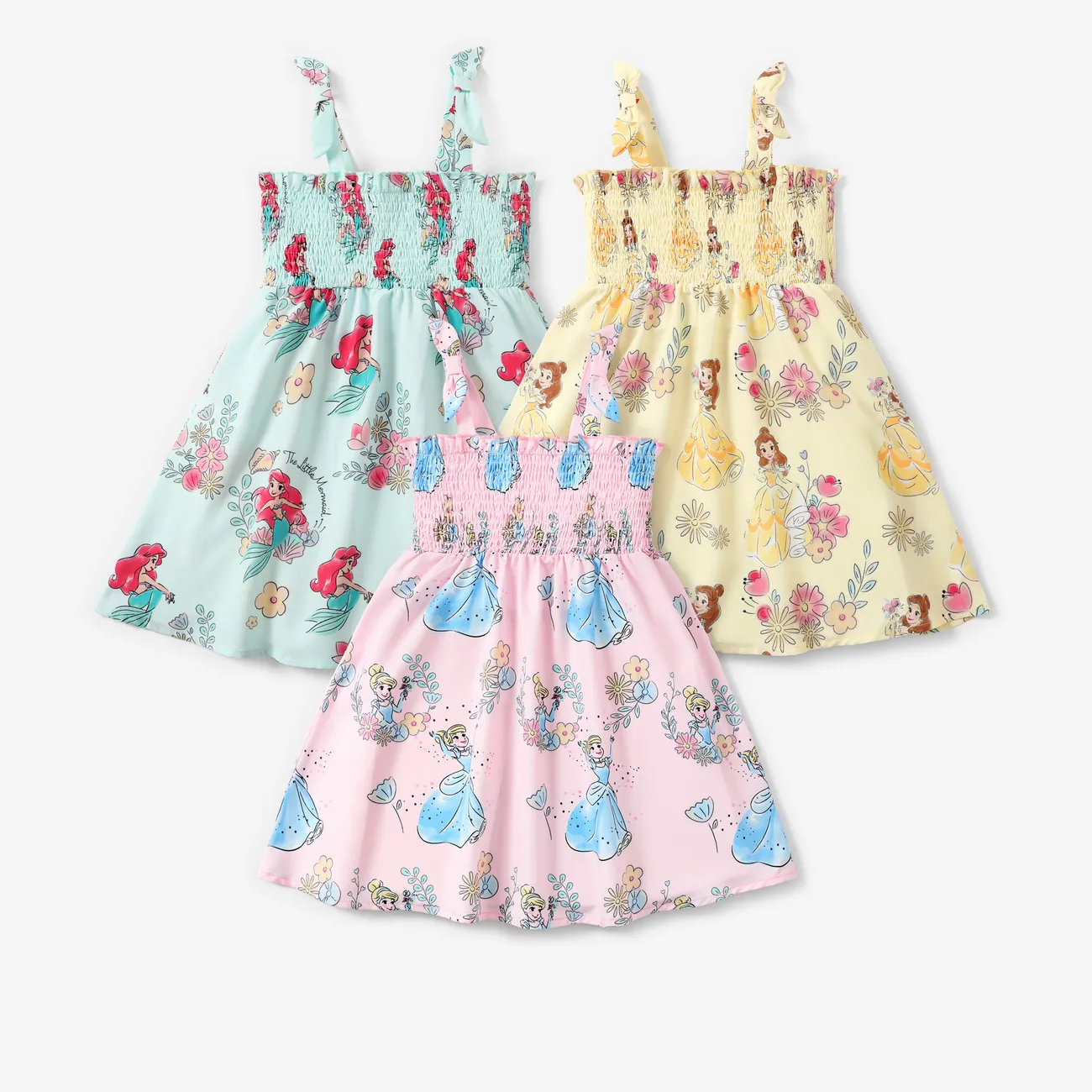Disney Princess Ariel/Belle/Snow White1pc Toddler Girls Character Print Floral Dress
 Pink big image 1