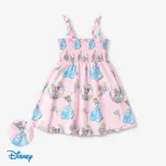 Disney Princess Criança Menina Ponto smock Infantil Vestidos Rosa