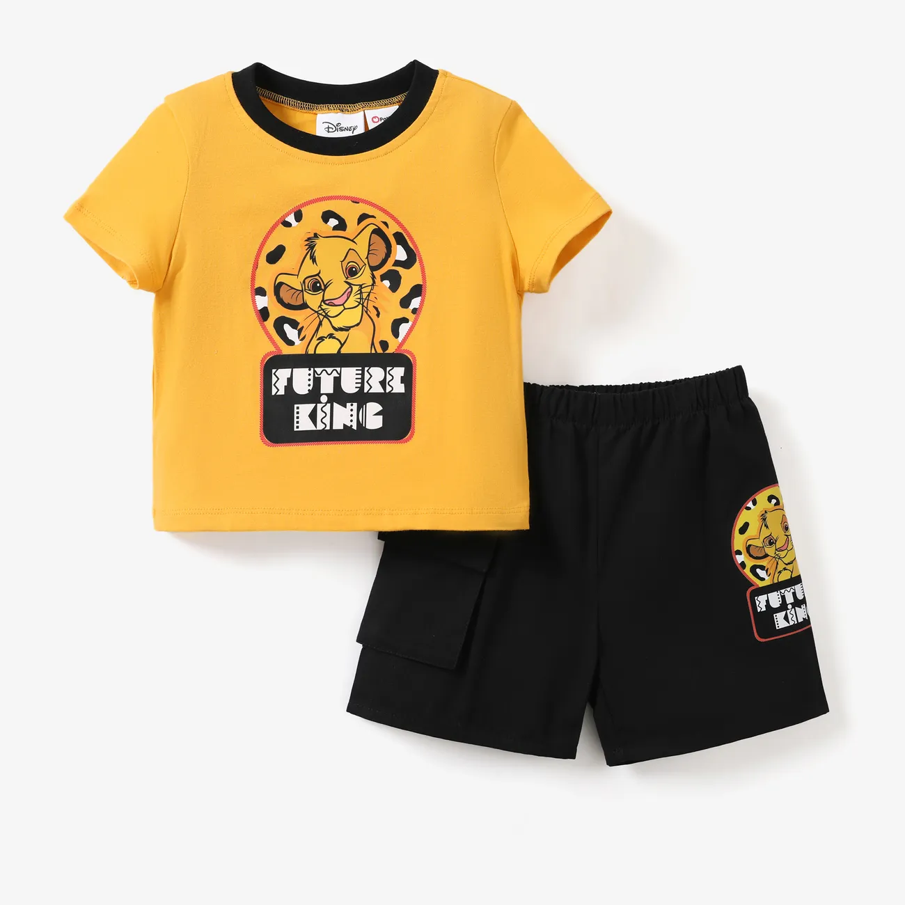 Disney Lion King 2pcs Toddler Boy Character Leopard Print T-shirt with Shorts Set Ginger-2 big image 1
