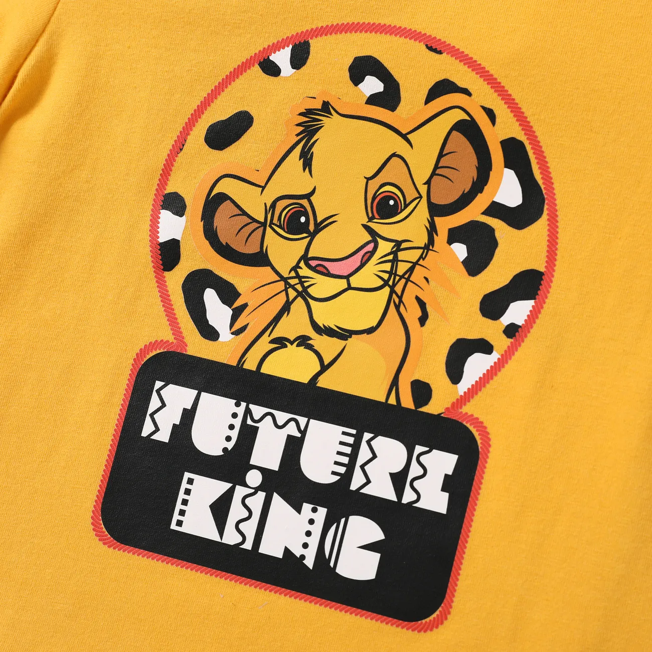 Disney Lion King Simba 2pcs Toddler Boy Character Leopard Print T-shirt with Pocketed Shorts Set Ginger-2 big image 1