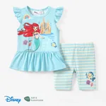 Disney Princess 2pcs Toddler Girls Naia™ Character Print Ruffled Top with Stripped Leggings Set BlueGreen