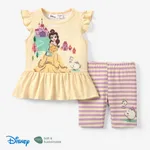 Disney Princess 2pcs Toddler Girls Naia™ Character Print Ruffled Top with Stripped Leggings Set Yellow