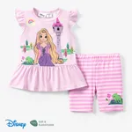 Disney Princess 2pcs Toddler Girls Naia™ Character Print Ruffled Top with Stripped Leggings Set Pink