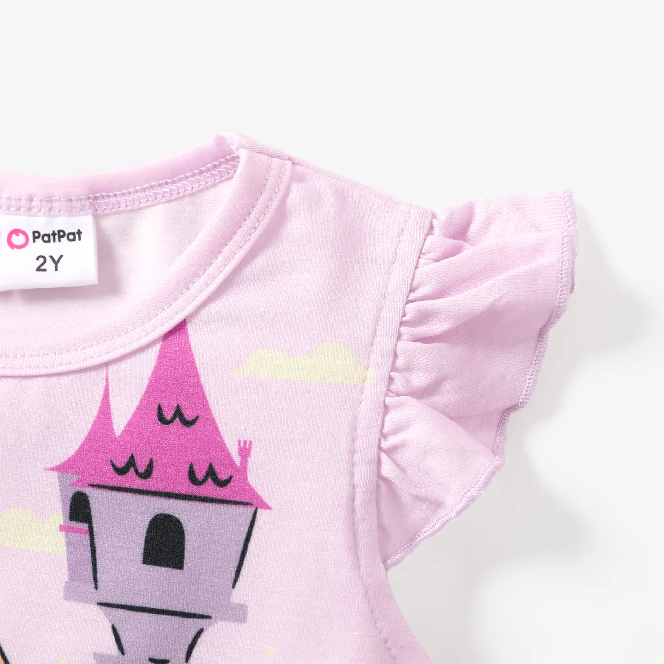 Disney Princess 2 Stück Kleinkinder Mädchen Rüschenrand Kindlich T-Shirt-Sets rosa big image 1