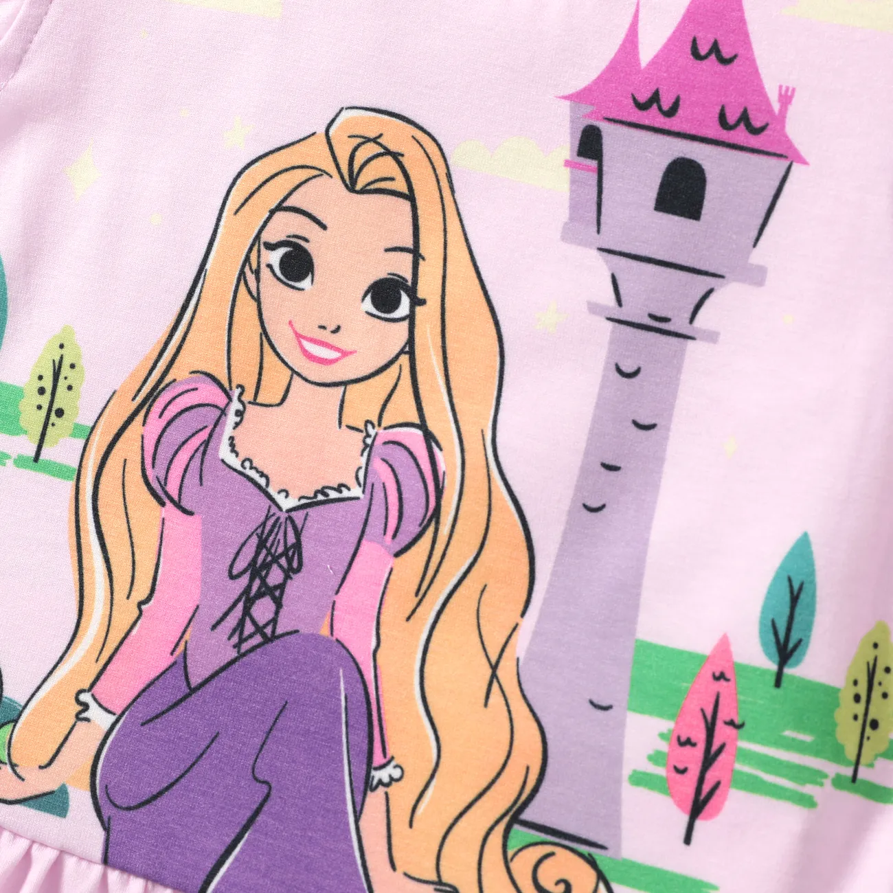 Disney Princess 2 pièces Enfant en bas âge Fille Bord à volants Enfantin ensembles de t-shirts Rose big image 1