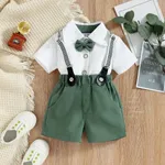 Baby Boy Party Gentle Bow Tie Shirt and Suspender Shorts Set White