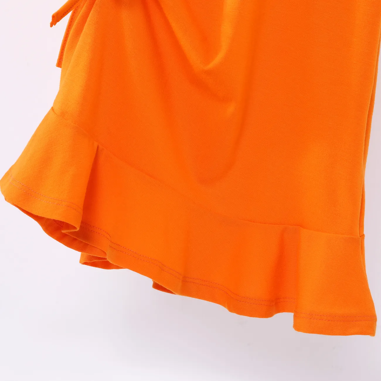Enfants Fille Cordon de serrage Couleur unie Robes Orange big image 1