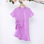 Kinder Mädchen Kordelzug Unifarben Kleider lila