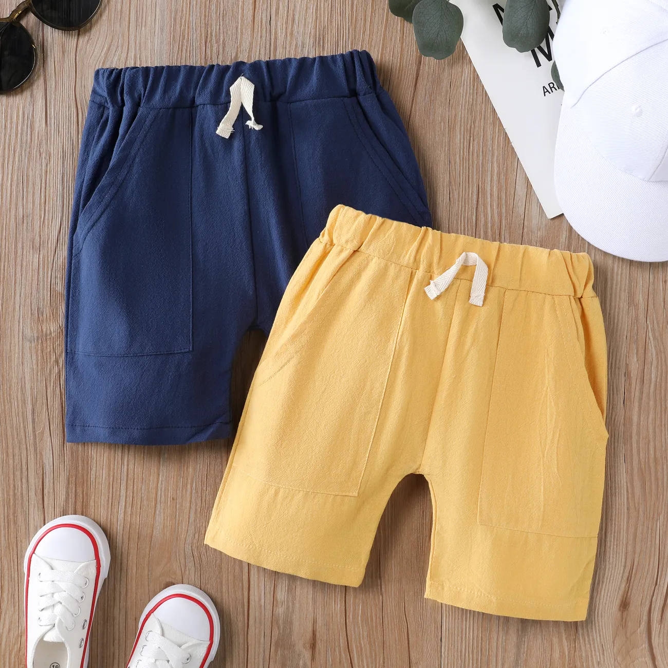 Toddler Boy Solid Color Pocket Casual  Summer Shorts Royal Blue big image 1