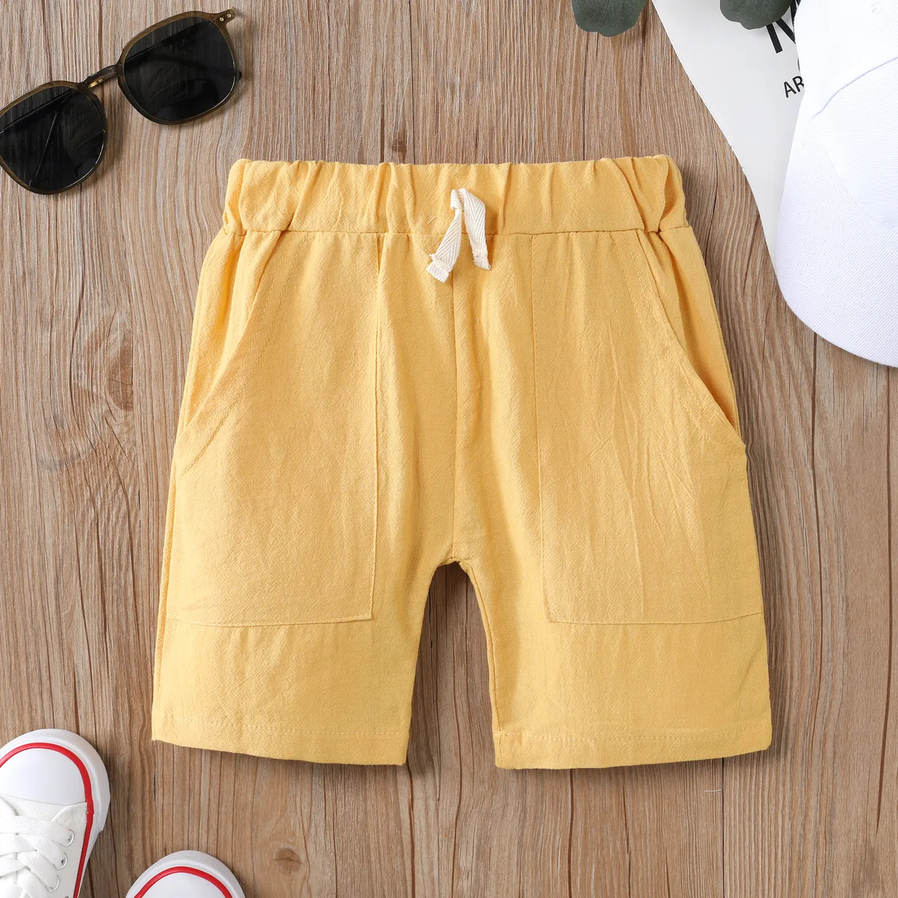Niño pequeño Chico Informal Pantalones cortos Amarillo big image 1