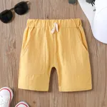 Toddler Boy Solid Color Pocket Casual  Summer Shorts Yellow