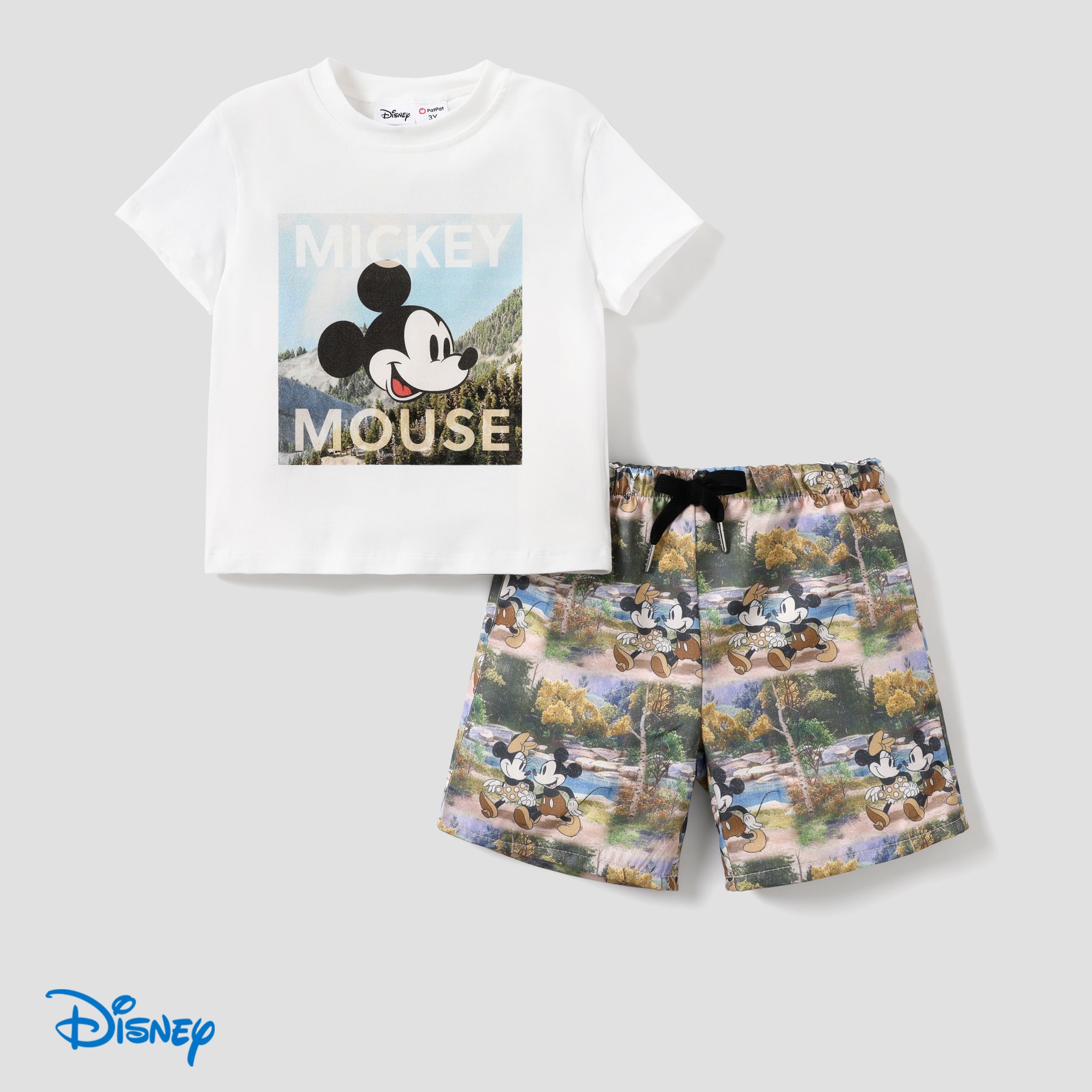 

Disney Mickey and Friends 2pcs Toddle/Kid Boy Cotton Character Print T-shirt with Graphic Print Shorts Set