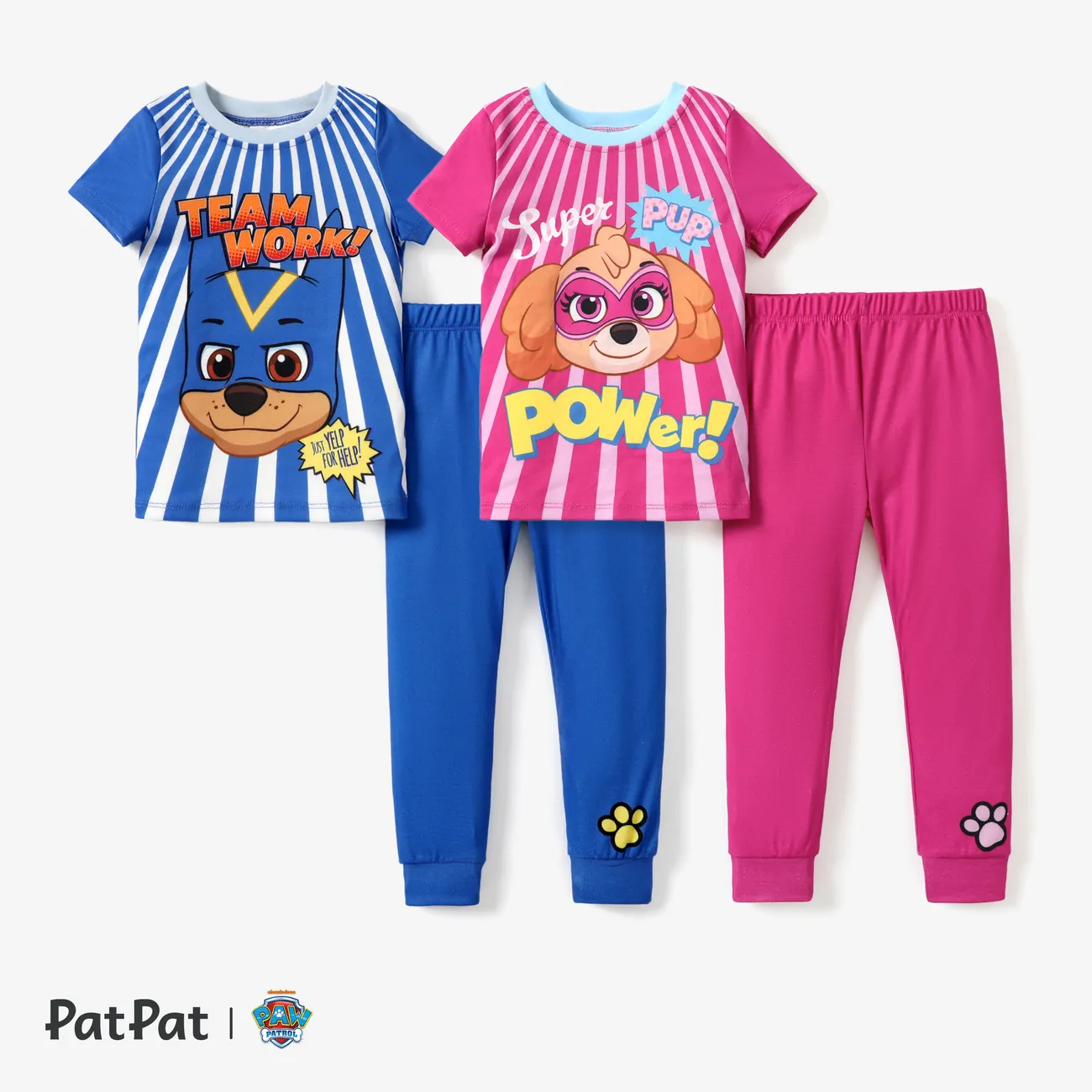 PAW Patrol 2pcs Niños / Niñas Pequeños Estampado de Personajes Pijama Ajustado
 Azul big image 1