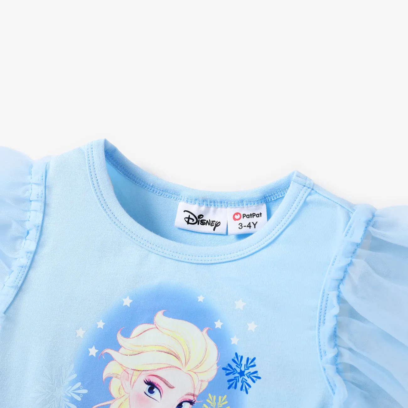 Disney Frozen Elsa 2pcs Toddler Girls Character Print Ruffled Top with Mesh Sequin Skirt 
 Blue big image 1