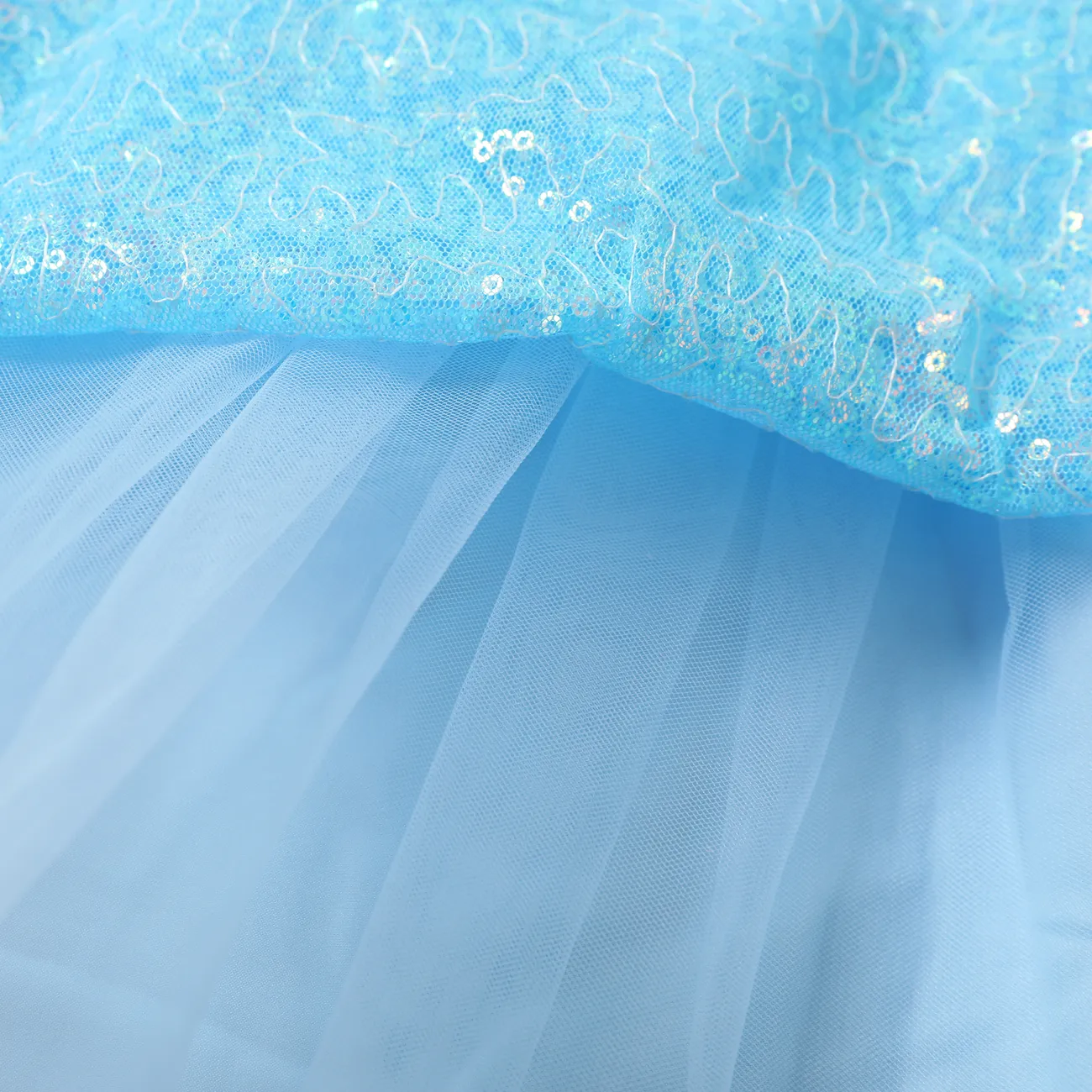 Disney Frozen Elsa 2pcs Toddler Girls Character Print Ruffled Top with Mesh Sequin Skirt 
 Blue big image 1