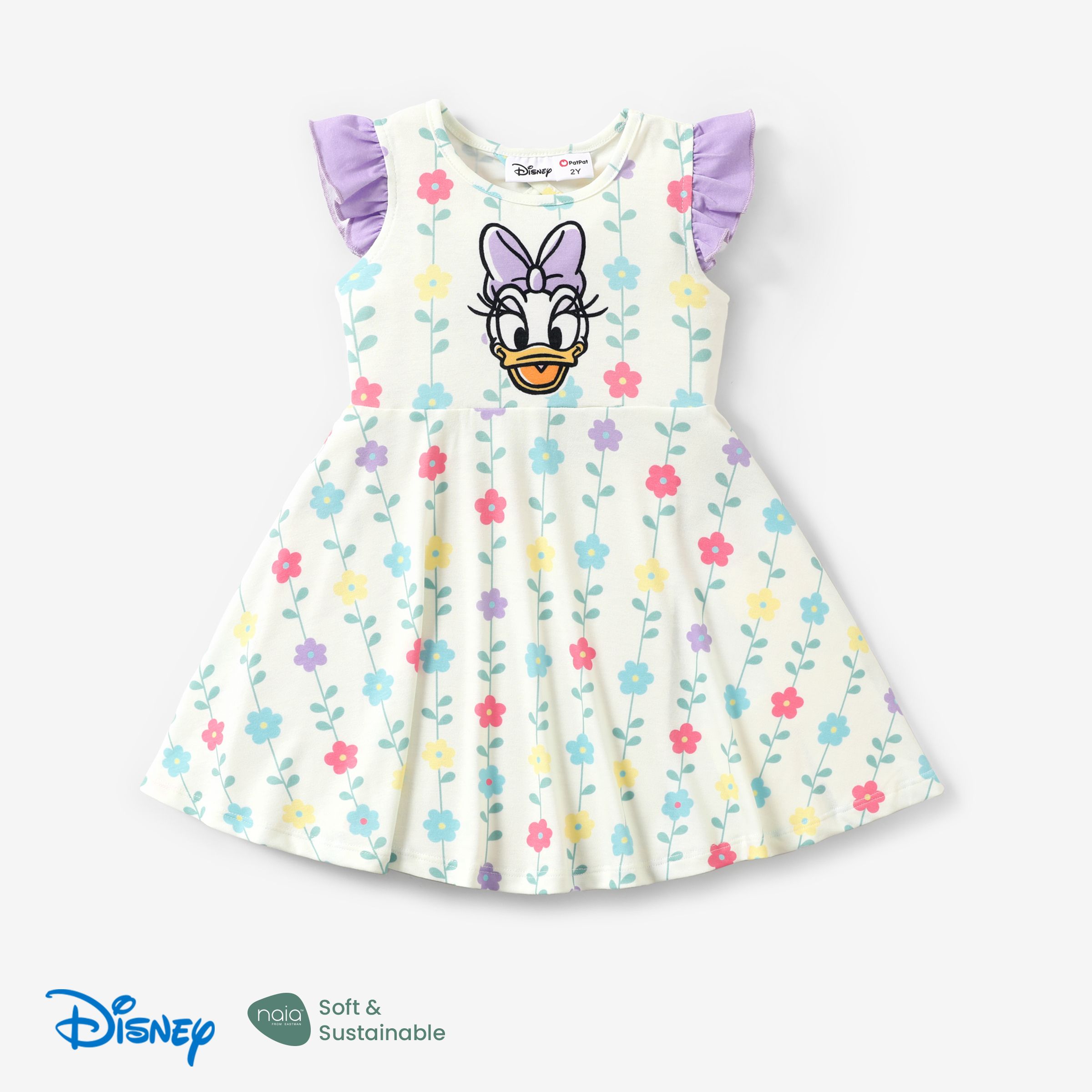 

Disney Mickey and Friends 1pc Toddler Girls Naia™ Ruffled-Sleeve Character Print Floral/Strawberry/Heart-shaped Dress