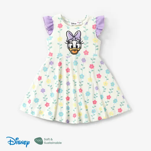 Disney Mickey and Friends 1pc Toddler Girls Naia™ Ruffled-Sleeve Character Print Floral/Strawberry/Heart-shaped Dress
