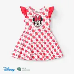 Disney Mickey and Friends 1pc Toddler Girls Naia™ Ruffled-Sleeve Character Print Floral/Strawberry/Heart-shaped Dress
 Red
