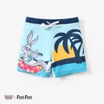 Looney Tunes 1pc Toddler Boys/Girls Character Print Puff-Sleeve One-Piece Swimsuit/Swimming pants
 Blue