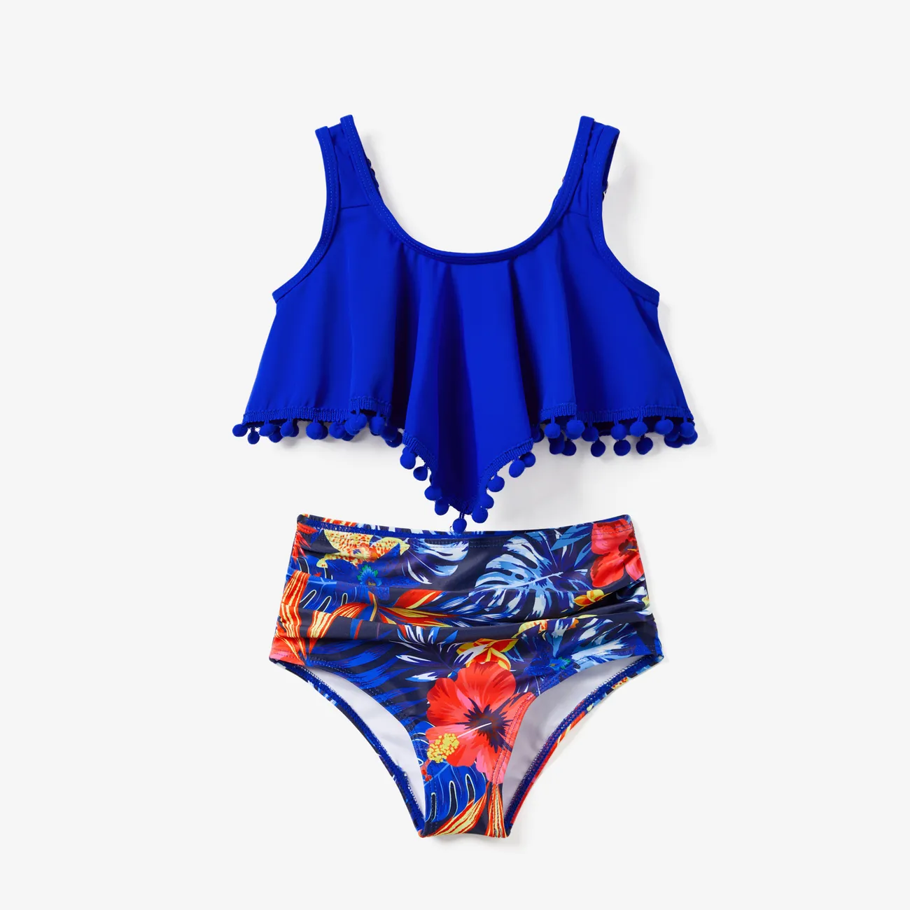 ملابس السباحة إطلالة العائلة للجنسين النباتات والزهور أزرق big image 1