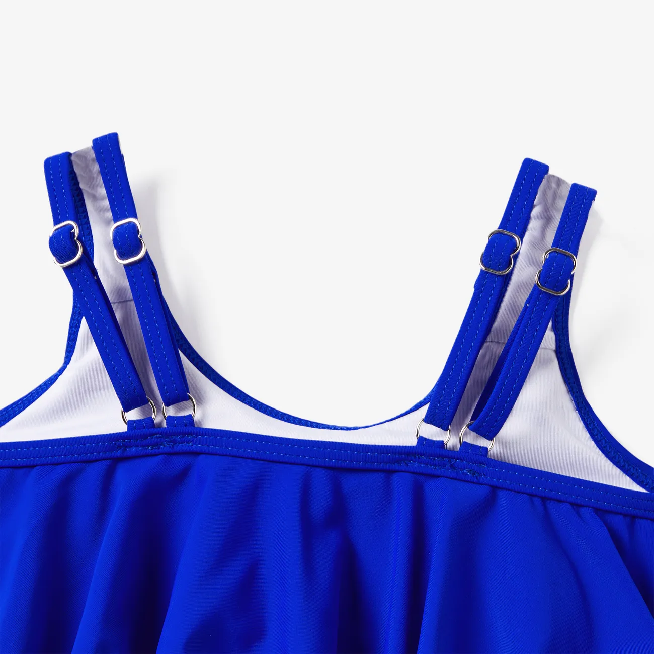 Family Matching Floral Drawstring Swim Trunks or Two-Piece Tassel Trim Flowy Swimsuit Blue- big image 1