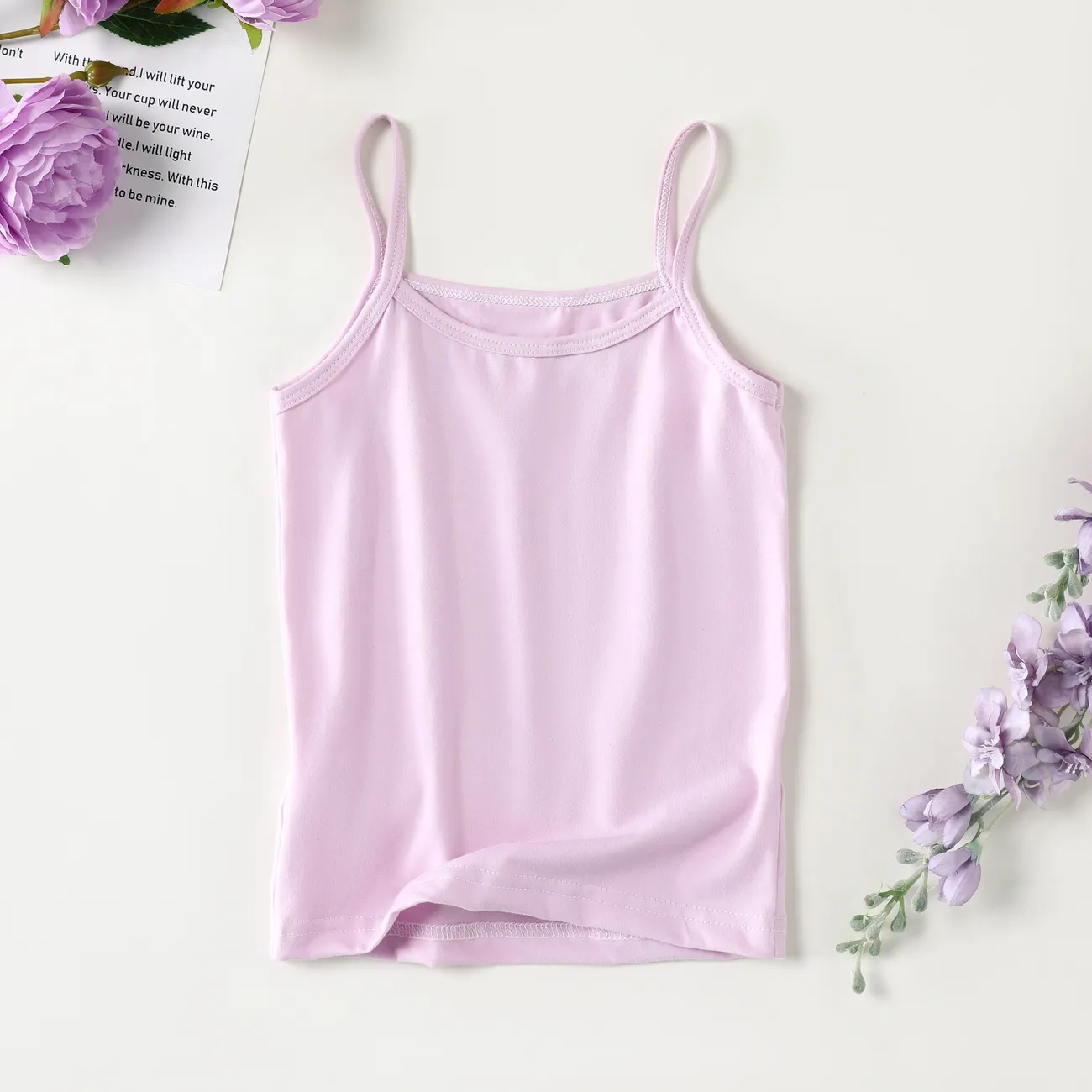 Toddler/Kid Girl's 95%Cotton Hanging Strap Basic Solid Color Underwear/Camisole  Purple big image 1