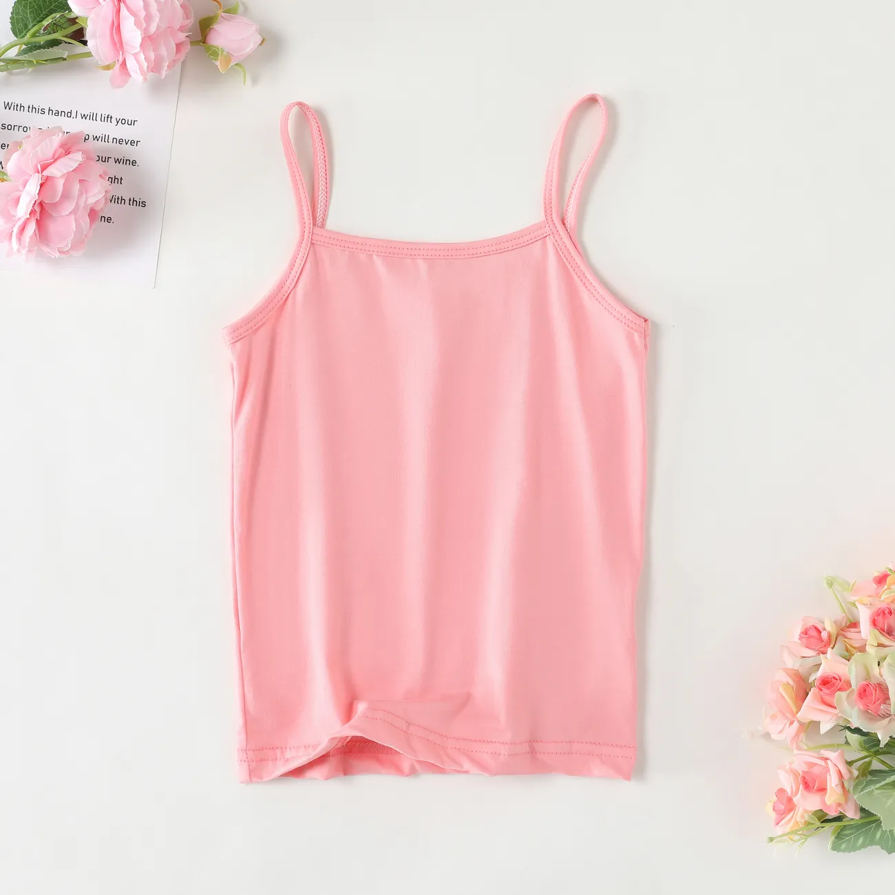 Toddler/Kid Girl's 95%Cotton Hanging Strap Basic Solid Color Underwear/Camisole  Pink big image 1