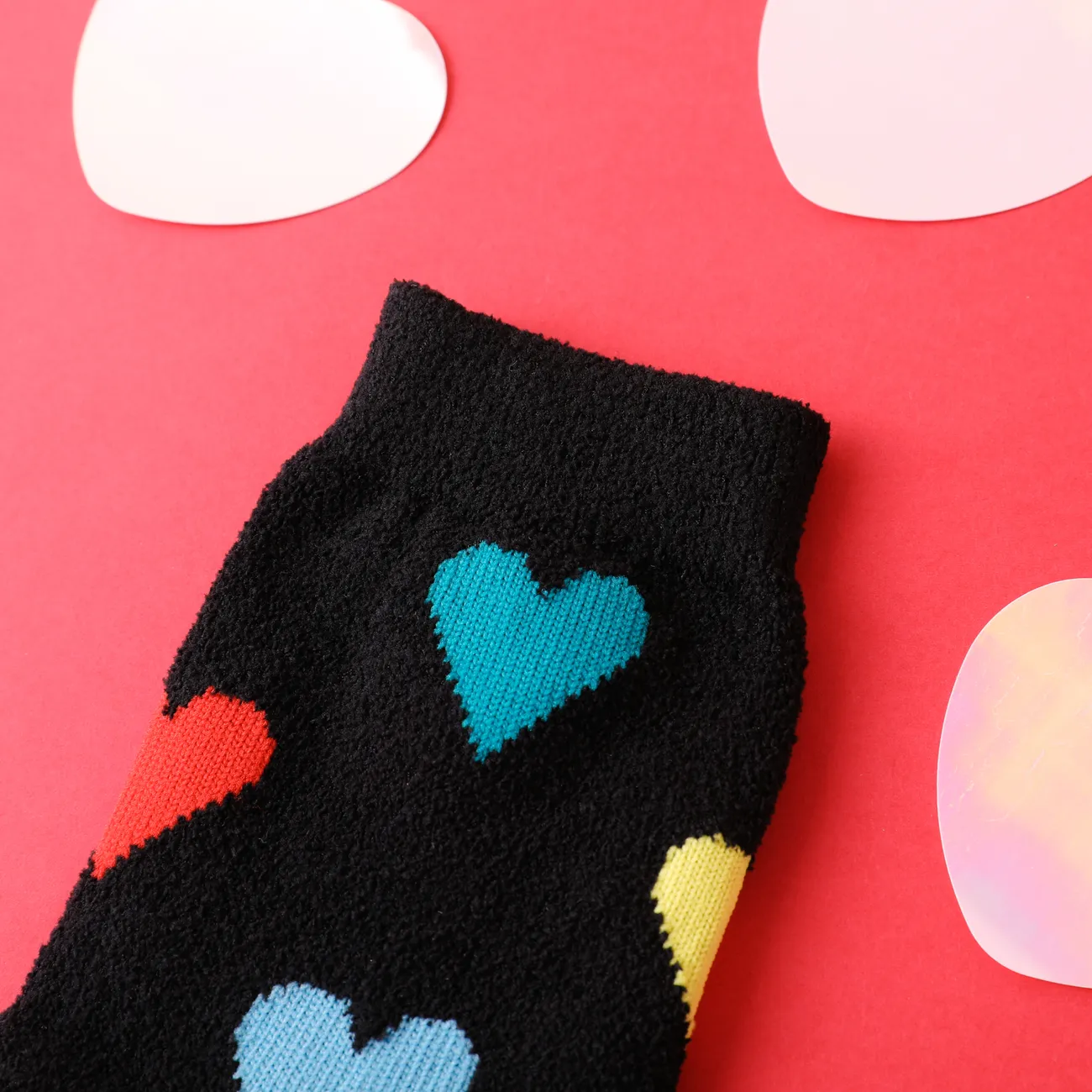 Chaussettes d’amour chaudes à la mode en velours corail/enfants multicolore big image 1