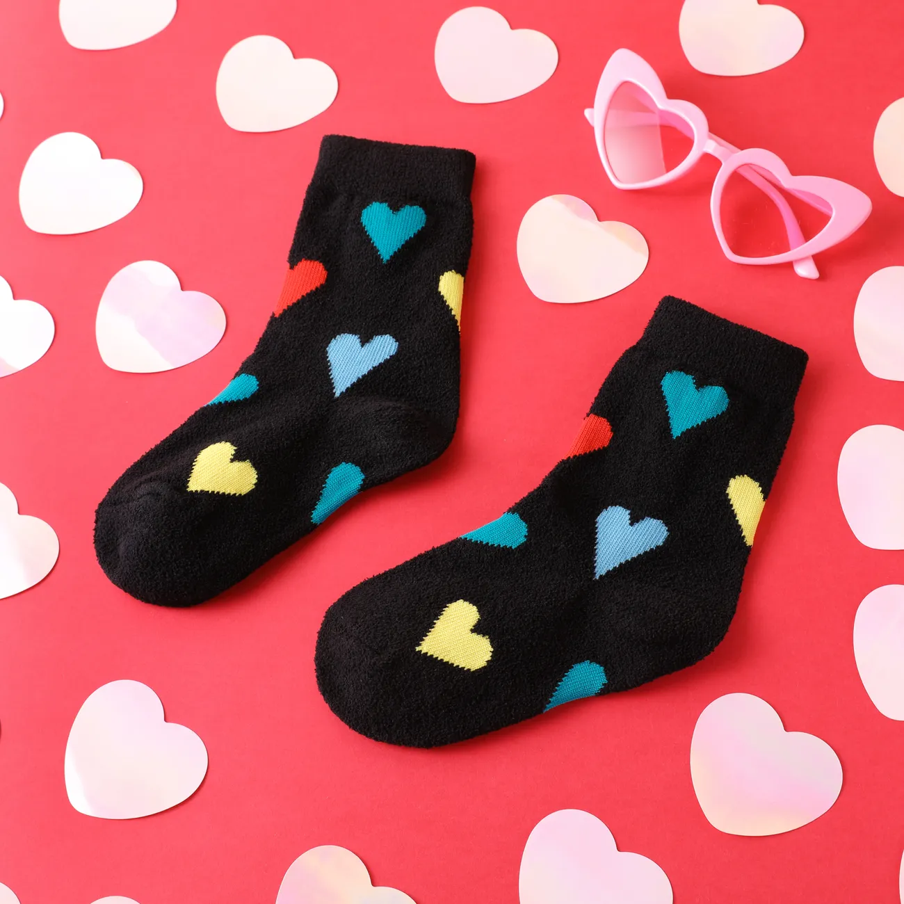 Toddler/kids Coral velvet fashionable warm love socks MultiColour big image 1
