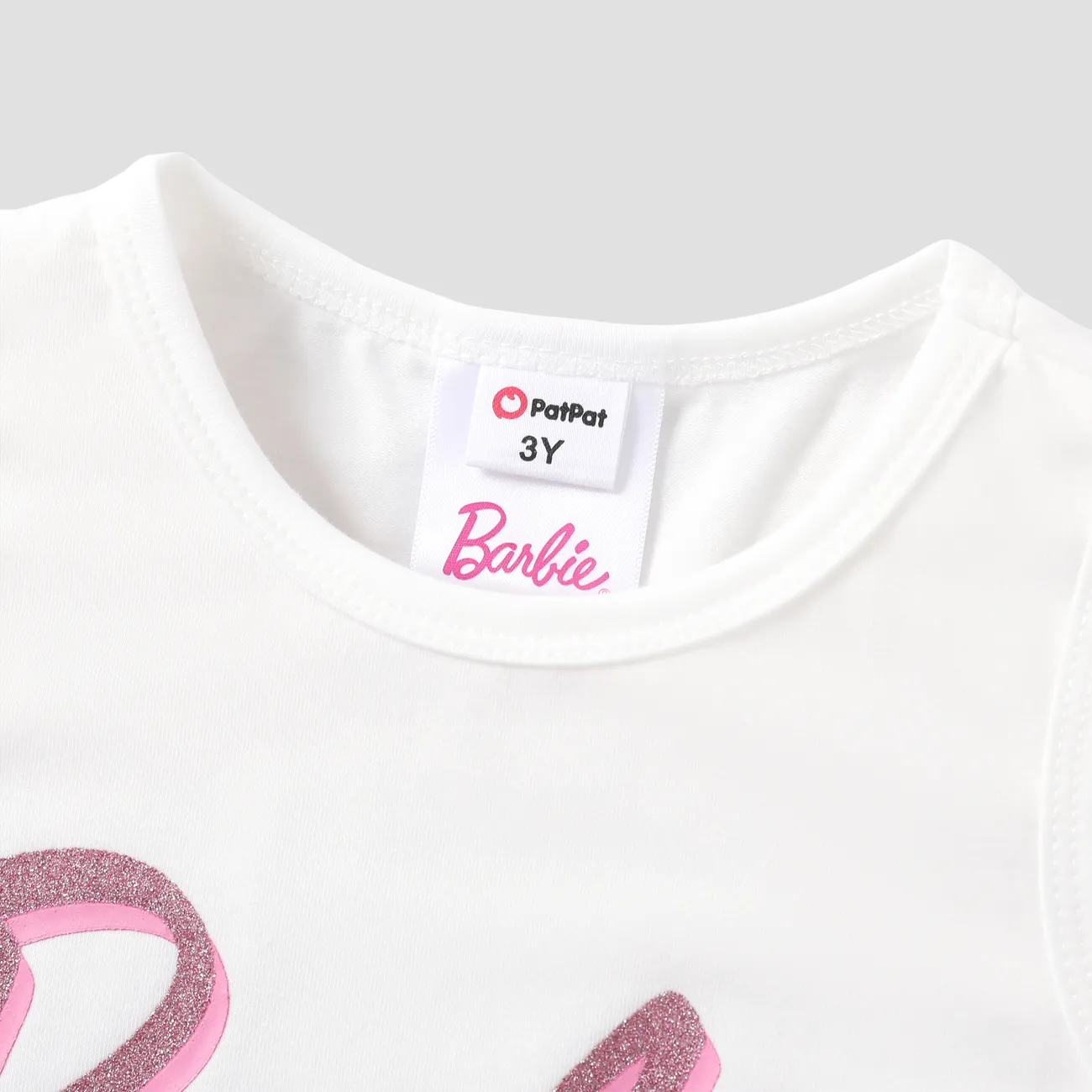 Barbie 2pcs Toddler/Kids Girls Alphabet Twist Tank Top with Pencil Skirt Set
 PinkyWhite big image 1