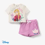 Disney Frozen Toddler Girls Elsa/Anna 1pc Naia™ Character Floral Print Tee with Shorts  Sporty Set Creamcolored