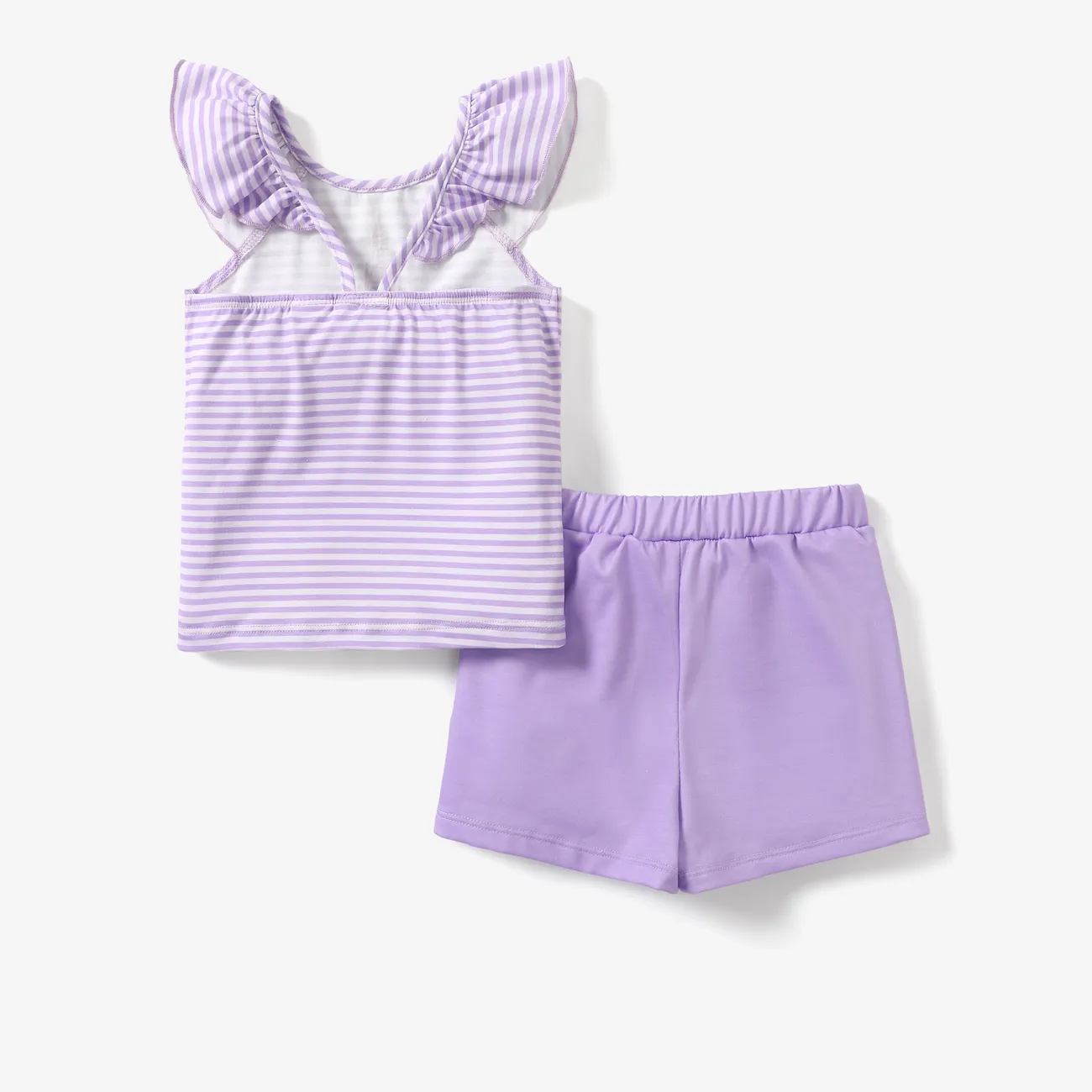 Disney Frozen 2 unidades Niño pequeño Chica Volantes Infantil conjuntos de camiseta Púrpura big image 1