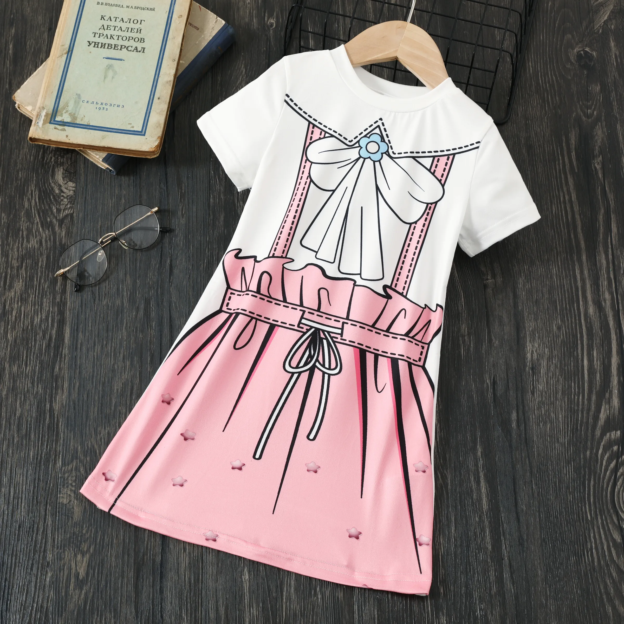 Toddler Girl Childlike Graffiti Short Sleeve Dress