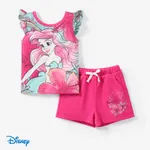 Disney Princess 2 pièces Enfant en bas âge Fille Manches à volants Enfantin Grande fleur ensembles de t-shirts Rose