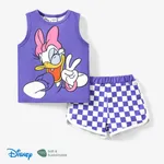 Disney Mickey and Friends 2pcs Toddler Girl/Boy Character Naia™ Print Tank Top with Plaid Shorts Set
 Purple