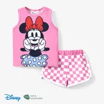 Disney Mickey and Friends 2pcs Toddler Girl/Boy Character Naia™ Print Tank Top with Plaid Shorts Set
 Pink