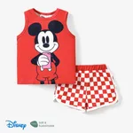 Disney Mickey and Friends 2pcs Toddler Girl/Boy Character Naia™ Print Tank Top with Plaid Shorts Set
 Red