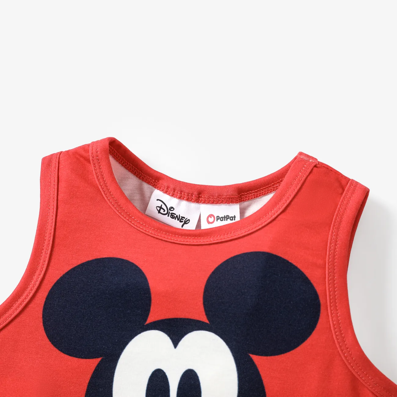 Disney Mickey and Friends 2pcs Toddler Girl/Boy Character Naia™ Print Tank Top with Plaid Shorts Set
 Red big image 1