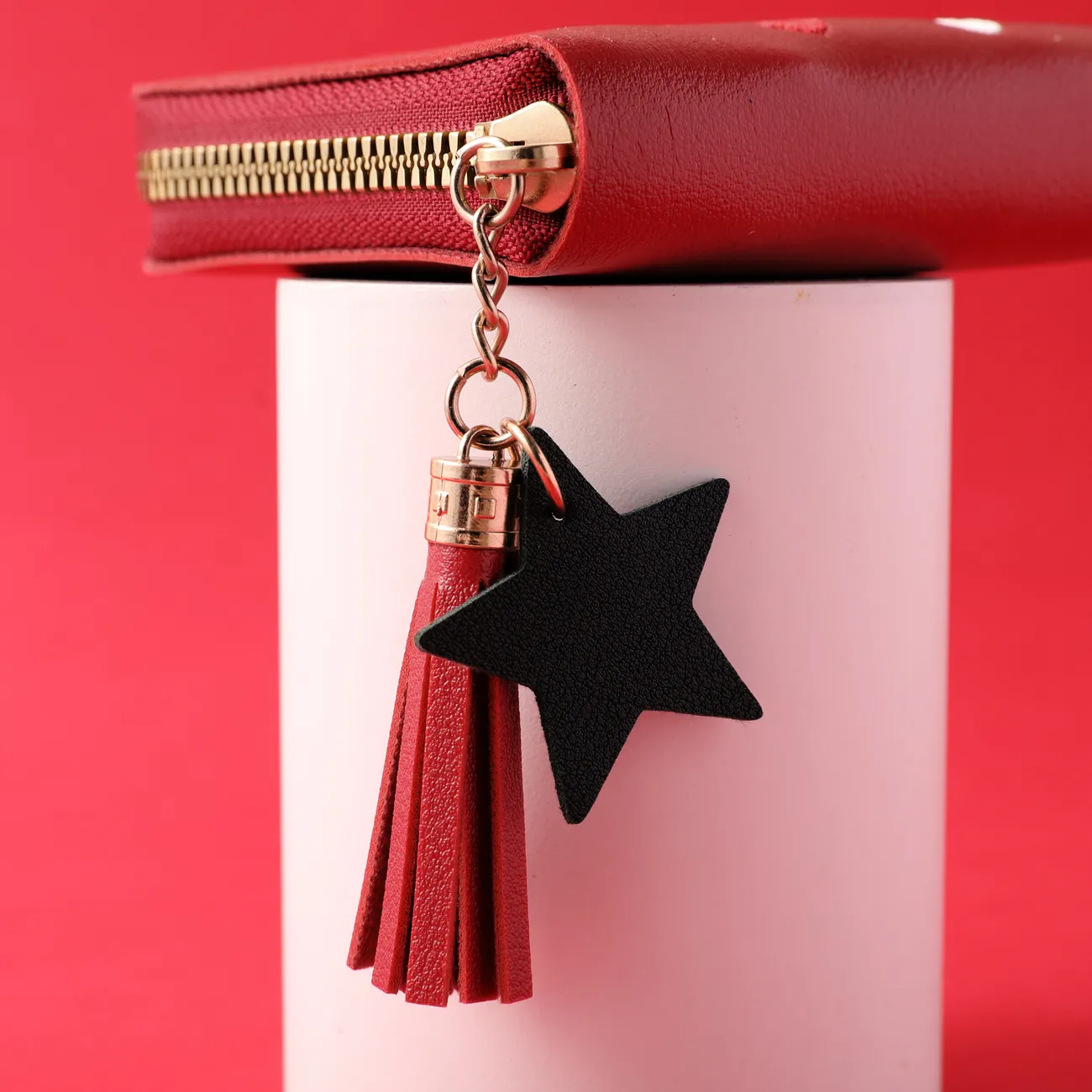 Toddler/kids Sweet Tassel PU leather coin purse WineRed big image 1