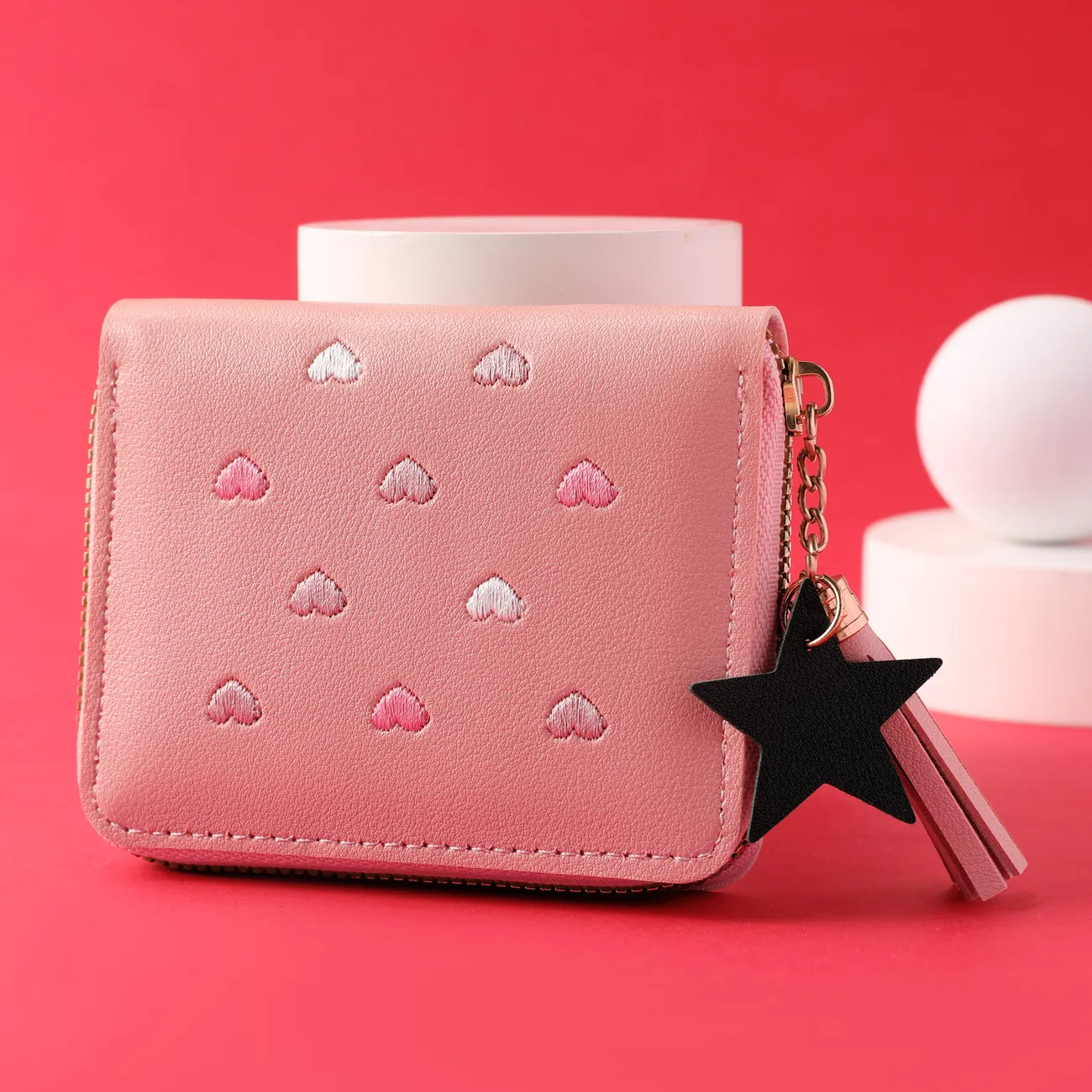 Toddler/kids Sweet Tassel PU leather coin purse Pink big image 1