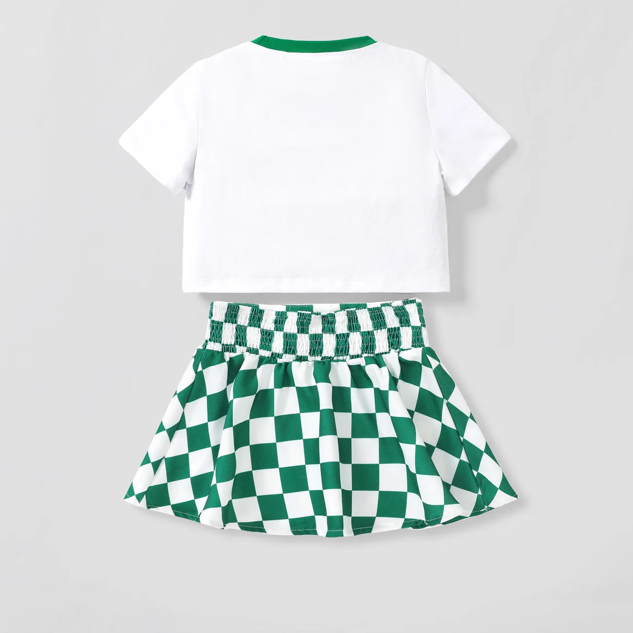 Harry Potter 2pcs Toddler/Kids Girls Preppy style Checkered/Plaid Dress Set
 Green big image 1