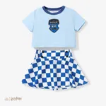 Harry Potter 2pcs Toddler/Kids Girls Preppy style Checkered/Plaid Dress Set
 Blue
